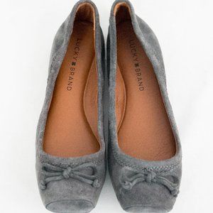 Lucky Brand Ballet Flat Gray Suede Shoe US 6.5 Sandriana EU 37
